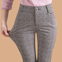 2021 summer new ankle-length pants ladies casual pants womens grid pants spring and autumn thin high waist pants long pants