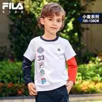 FILA FILA childrens clothing childrens coat 2021 Autumn New elastic boys fake two baby long sleeve T-shirt