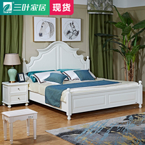 (Clearance) American Furniture bed full solid wood double bed 1 5 m bed white wedding bed retro bedroom furniture