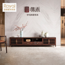 Real Imperial Household New Chinese solid wood TV cabinet Black sandalwood Gold Log Ground Cabinet Living-room Hall XZB002