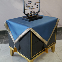 New Chinese Treasure Blue Table Cloth Art Cotton Linen Light Extravagant Table Cloth Square Advanced Sensual Pure Color Cloth Cushion Dust Cloth