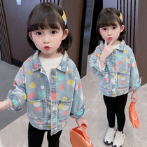 Girls denim jacket autumn 2021 new Western style female baby girl fashionable children spring and autumn trendy top children