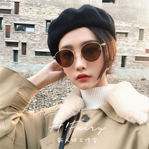 Korean version of the tide of the new retro polarized myopia sunglasses round frame brown ins sunglasses female net red ulzzang street shot