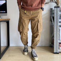 Autumn New straight overalls mens loose Tide brand Japanese solid color wild casual pants national tide big pocket trousers