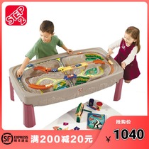 US imported STEP2 Childrens small train track game table boy car toy table manual dual-use learning