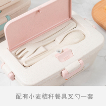 Simple Japanese single-layer lunch box Portable microwave heating straw lunch box Students office workers with lunch box