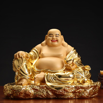 Taiwan large pure copper hand-affixed gold Maitreya Buddha statue Laughing Buddha Belly Buddha Maitreya Buddha enshrined household lucky ornaments