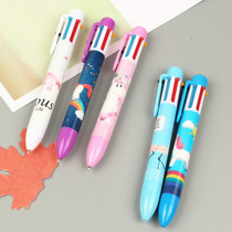 Korean creative 6-color ballpoint pen multi-color ballpoint pen multi-function pen student stationery wholesale press account pen