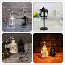 Hollowed-out candle holder black and white pendulum piece decorated street lamp iron art field garden glass decoration wind lamp wedding creative home craftsmanship
