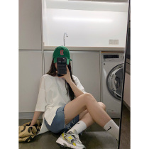 HHYEE Womens Dress 2021 New Tide Chic Summer Loose Casual Round Collar White Open Fork Short Sleeve T-shirt 100 Hitch Blouse