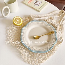 French vintage lace relief West Dish Dessert Dish Nordic Court retro wheat ear plate household plate