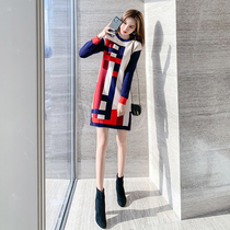 2020 new womens autumn knitted dress in the long style with the base inside the Winter skirt temperament goddess skirt