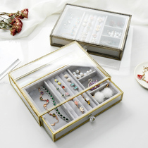 Glass single-layer jewelry jewelry box earrings ring bracelet bracelet necklace headwear jewelry storage box finishing box