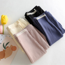 Children beat bottom pants girl Spring autumn outside wearing lace foreign air thin section pure cotton Korean version cute CUHK Girl girl pants