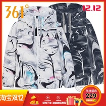 361 Degree Womens casual winter new warm printed hooded down jacket 361 Korean version short down jacket tide