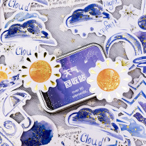 Small sticky painting hand account decoration element kit iron box sticker cute space planet gilding special-shaped decoration paste diy girl heart diary account dream decoration sticker bag