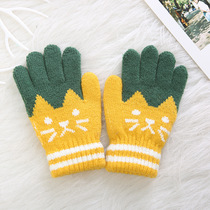 Childrens gloves thin 3 babies 4 Children 5 boys 6 girls 7 students warm autumn and winter cute five finger gloves 8 years old