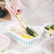 Two-grid ceramic split lunch box adult office worker rectangular three-grid microwave oven divider type bento box can be heated