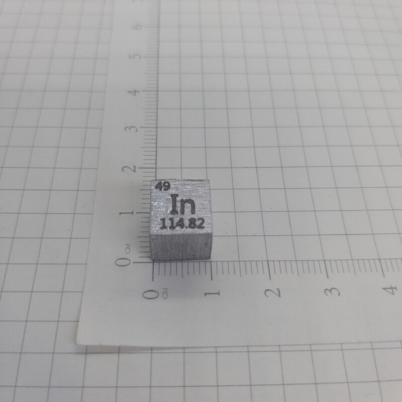 10mm Indium Cube, Indium Element Cube, Element Collection Teaching Display.