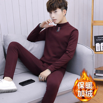 Fugui Bird Spring and Autumn suit men inside and outside wearing tide warm underwear men Korean slim sports suit sweater tide