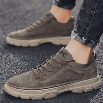 Hong Kong Chauding Mens shoes 2022 Spring new Inn Wind Leisure leather shoes Korean version 100 hitch low help Martin boots