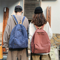 Canvas backpack male campus junior high school high school student ins super fire school bag female ancient sense girl backpack college student