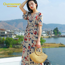 OURROSESAN light luxury brand Korean fashion long thin dress Bali holiday beach skirt super fairy