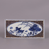 Ming Xuande blue and white porcelain mandarin duck tea tray porcelain tea set crafts Jingdezhen ornaments antique living room home furnishings