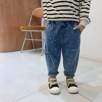Boys overalls jeans 2020 Autumn new boys Korean trousers handsome children pants Spring and Autumn Tide