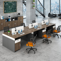 Finance desk with cabinet simple modern single double desk desk 4 person staff office table and chair combination