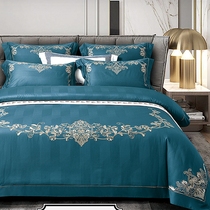 Satin jacquard 100 long suede cotton European and American style embroidered four pieces of pure cotton goon satin bed linen bedding