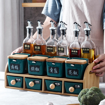 Kitchen supplies ceramic seasoning box oil pot combination set Nordic household glass seasoning jar seasoning jar storage