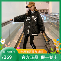 Trendy Bala Girl Gush Thicken Baseball Suit Autumn Winter 2021 New CUHK Children Trendy Letters Pure cotton clothes