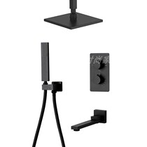 Hotel Engineering Black Concealed shower shower sprinkle suit square dark loading wall 3 Functional valve body black tap