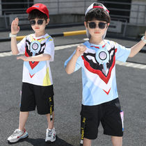 Children's Boys Summer Suit 2021 New Cartoon Altman Summer Short Sleeve Children Handsome Foreign Two-Piece Set