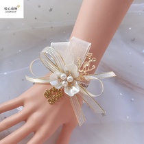 Bridesmaids wrist flowers and sisters Handflowers Bride Mori Department Little Qing Wedding wedding Hand Ring Flower Han style European-style Fairy Ornament