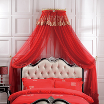 Wedding mosquito net wedding European big red festive bed mantle double home wedding decorative mosquito net bed mantle 2