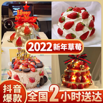 Net Red Strawberry Cake Fresh Cream Birthday Cake Creative men and women Customized Shake-up National Tongcheng Distribution