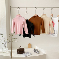 Children long sleeve undershirt 2021 autumn and winter Korean version girls pure color agaric side repairing body elastic soft high collar internal lap