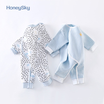 honeysky baby silk cotton pajamas one-piece newborn baby one-piece clothes spring and autumn clothes wear a coat