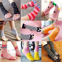 Thick Pilates thin five finger socks lady pure cotton fitness cartoon running rainbow lovely five finger socks short style tide