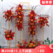 New finished floral art Miscanthus set silk flower background hanging flower road guide flower potted flower flower row flower wedding hall flower strip