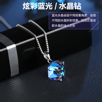 Austrian Crystal Love Rubik Cube Necklace Female Temperament Geometric Sugar Pendant S925 Sterling Silver Joker choker