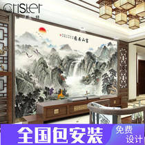 5D Chinese ink painting wallpaper 3d living room TV background wall wallpaper landscape landscape mural 8D seamless wall cloth