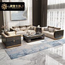 Italian Style Light Extravaganza Sofa-Like Room Villa Large Family Style Living Room High-end Solid Wood Furniture Rear Modern Real Leather Sofa