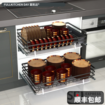 Fukaida cabinet dish basket kitchen utensils storage stainless steel Nano dry plating kitchen bowl basket kitchen cabinet pull basket