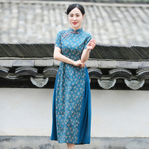 Junya Improved Qipao Dress With Dress Woman Summer Short Sleeve Long Dress Retro Temperament Mother Dress Disc Button 2022 Pop Dresses