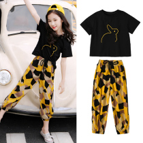 Girls and childrens clothing summer suits sports and leisure childrens clothing summer Foreign School students girls and childrens loose clothes
