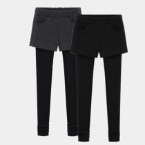 Black plus velvet fake two-piece leggings women wear autumn and winter size 200 Jin high waist elastic slim one-piece shorts
