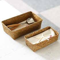 KENS Vines Grass-knitted containing box Cosmetics Containing basket Woven Containing Hamper Day Style Kitchen Debris Basket